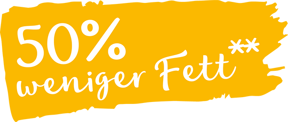 50 Prozent weniger Fett Siegel Logo