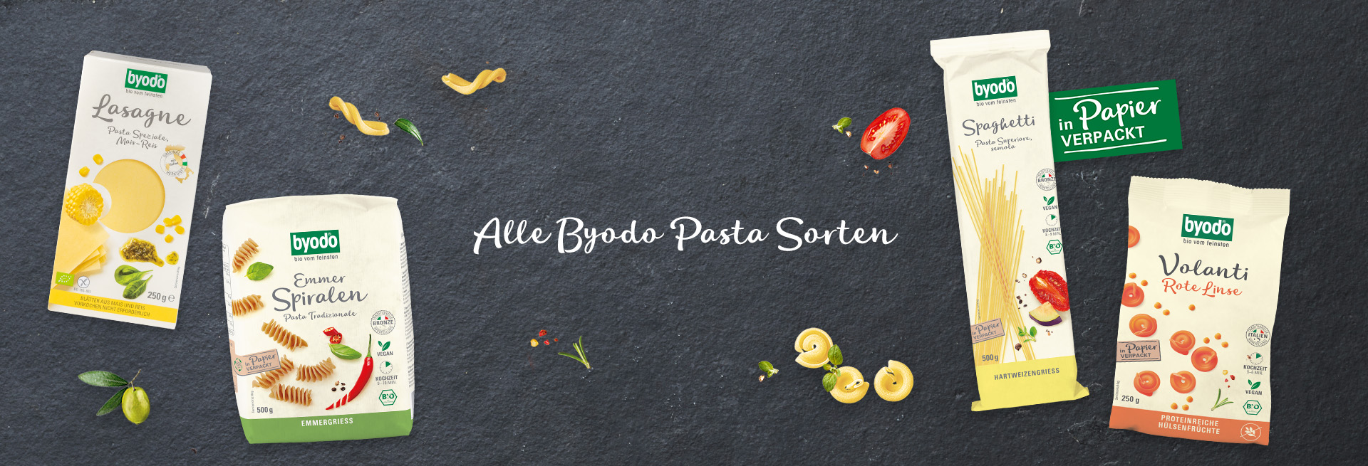 Byodo Bio-Pasta Spaghetti, Spiralen, Strozzapreti