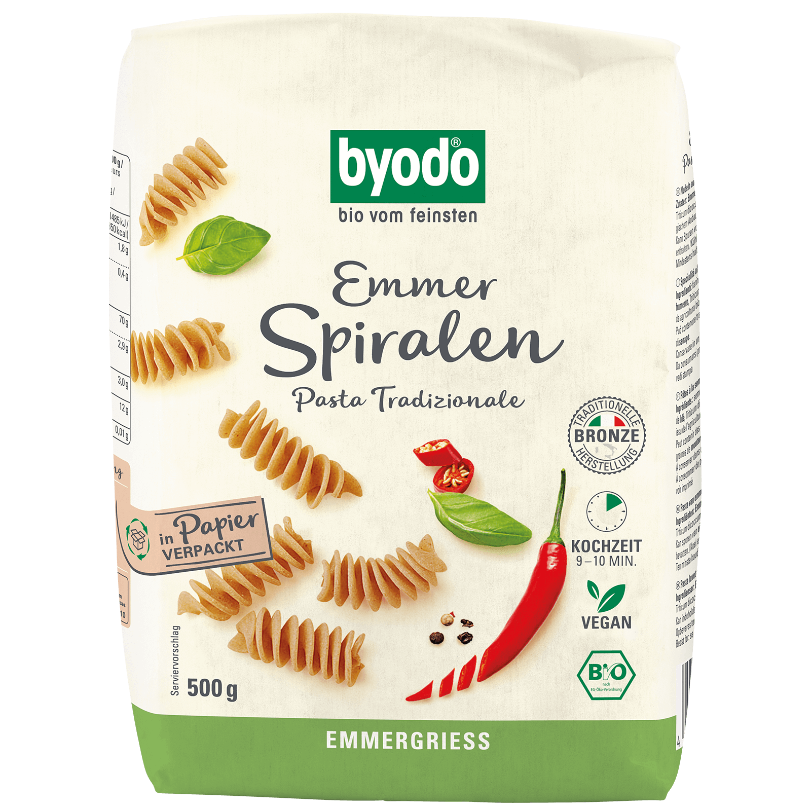 Bio-Sommerdinkel Spiralen 500 Gramm