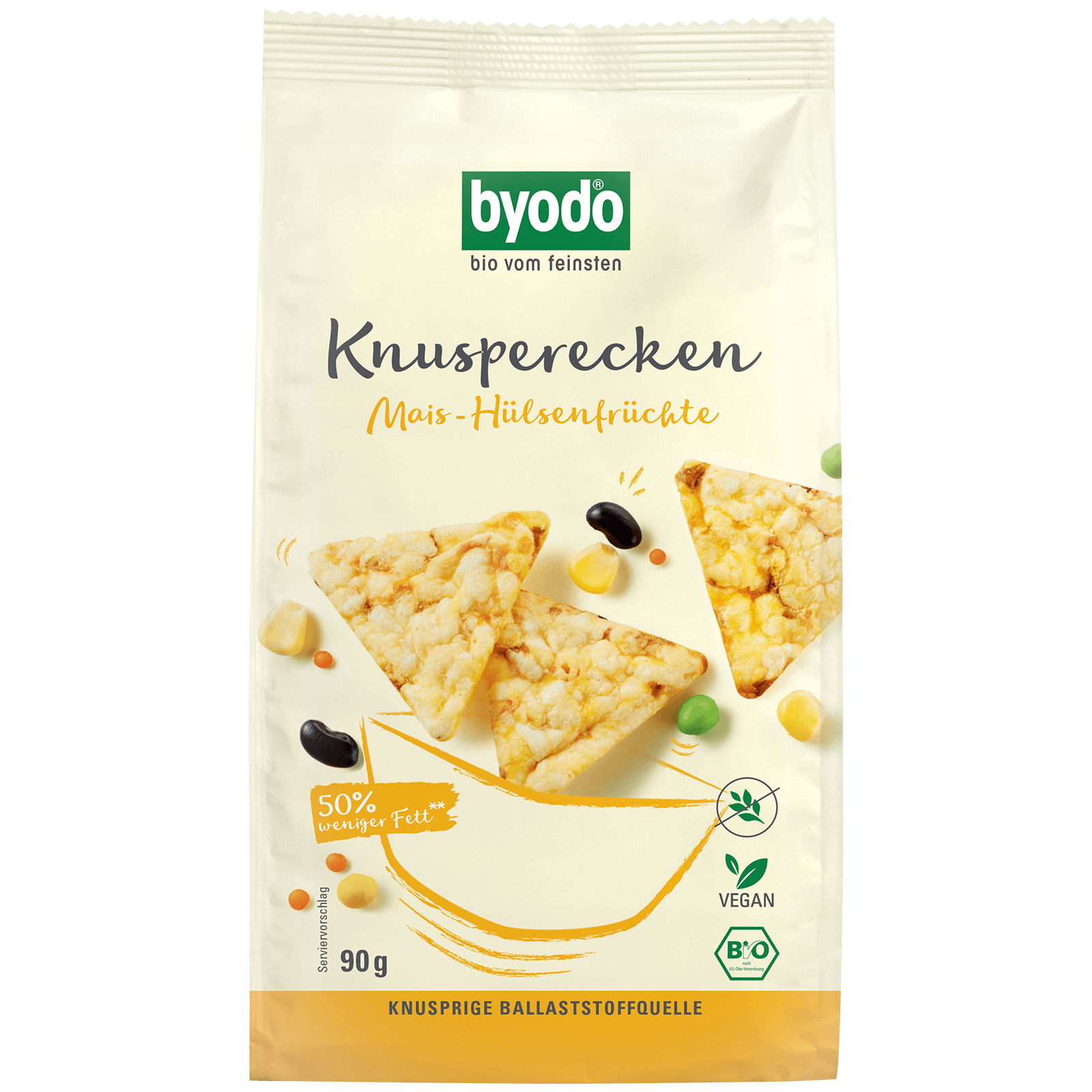 Bio-Knusperecken aus Mais und Huelsenfruechten
