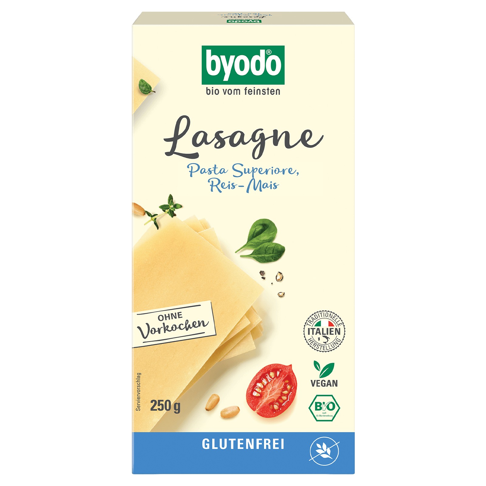 Glutenfreie Bio-Lasagneplatten aus Mais-Reis 250 Gramm