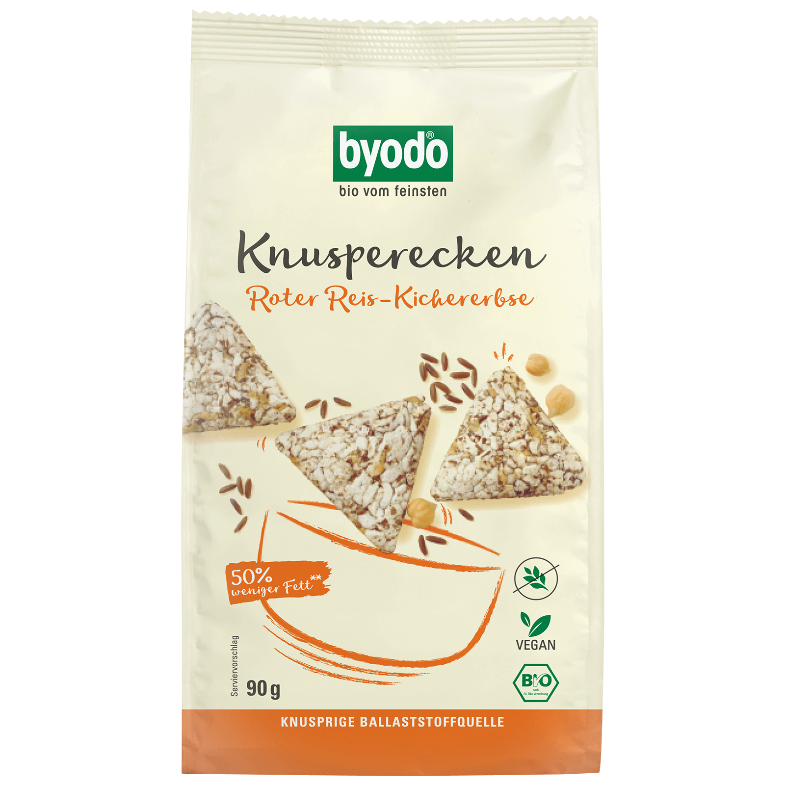Bio-Knusperecken aus rotem Reis und Kirchererbsen