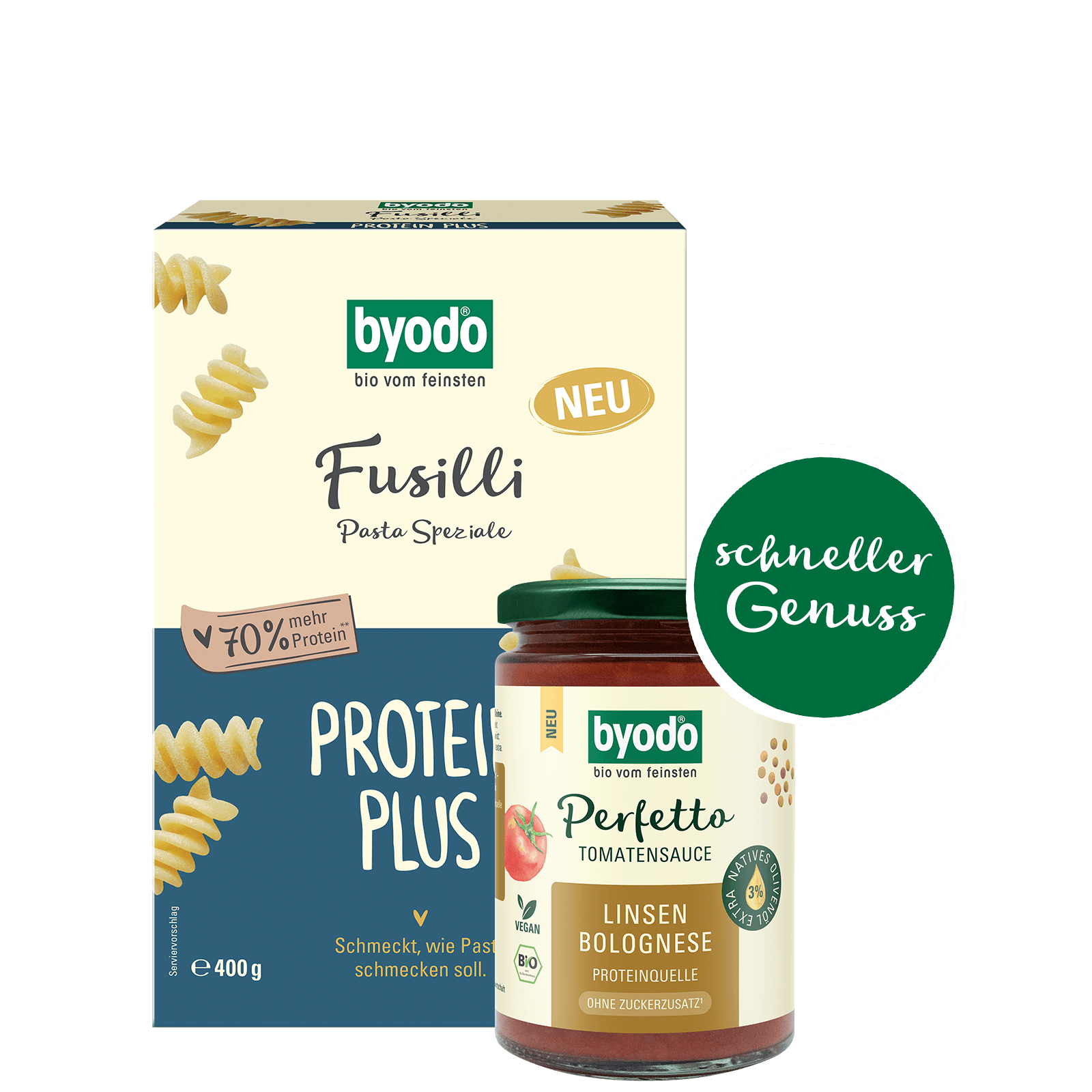 Bio-Bundle aus Protein PLUS Pasta und Linsen Bolognese