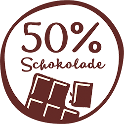 50 Prozent Schokolade Siegel Logo