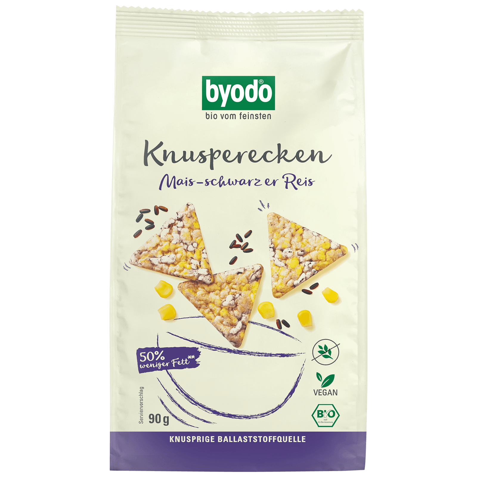 Bio-Knusperecken aus Mais und schwarzem Reis