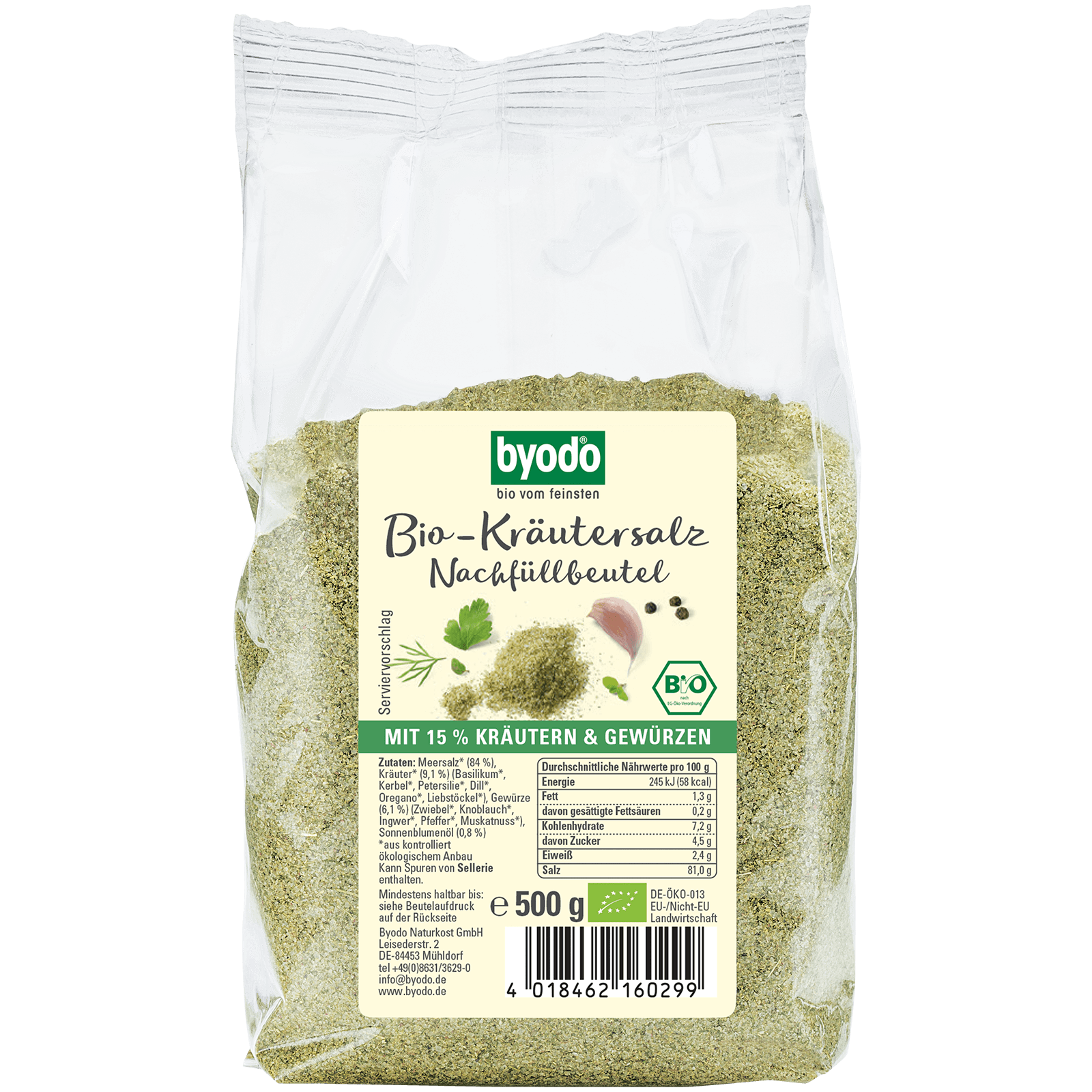 Bio-Kraeutersalz im 500 Gramm Nachfuellbeutel